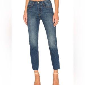 Levis RARE White Oak Cone Denim Jeans Sz 27 Wedgie Button Fly Raw Hem Ankle Crop